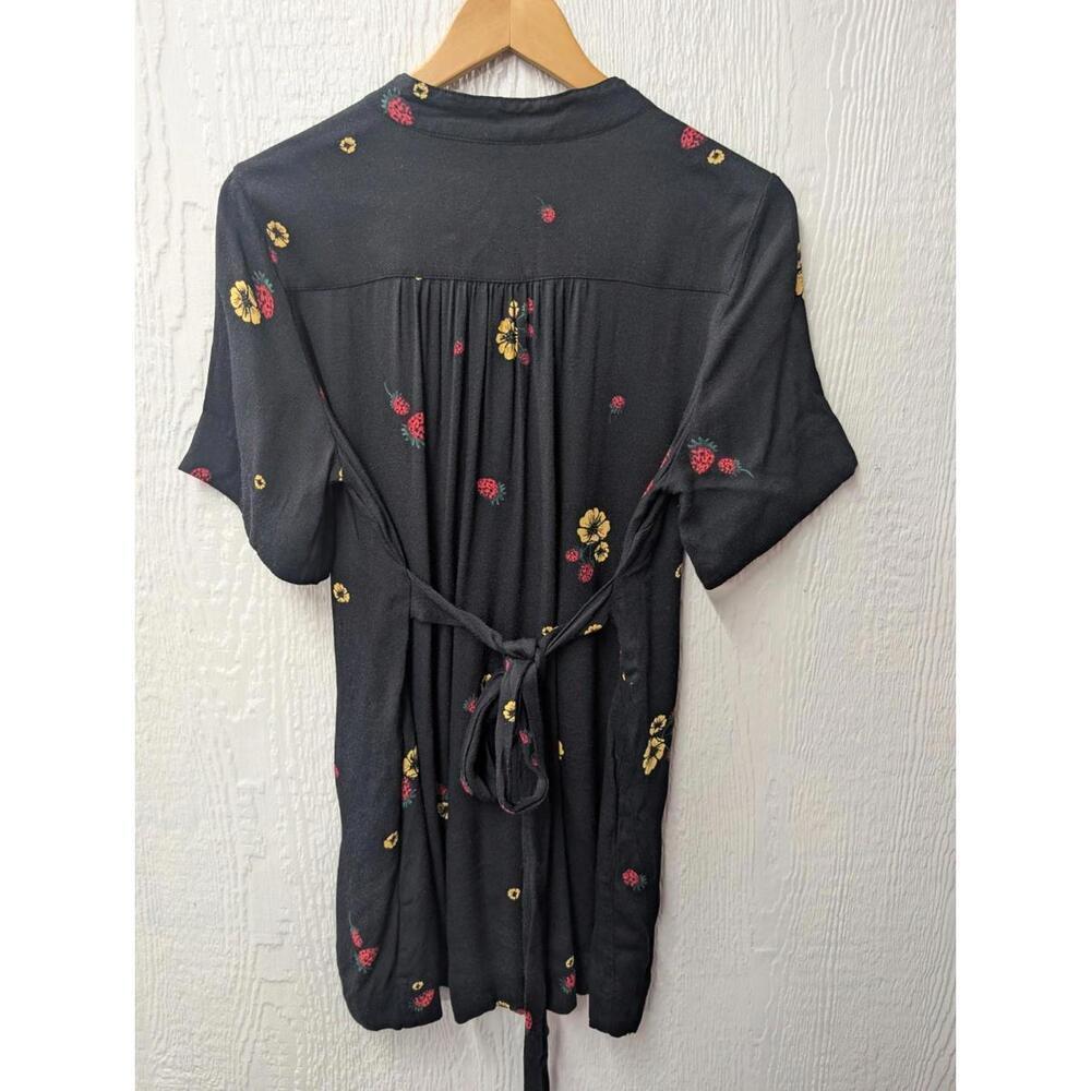 Free People Strawberry Fields Black Boho Tunic Mini Dress Size XS - Picture 4 of 5